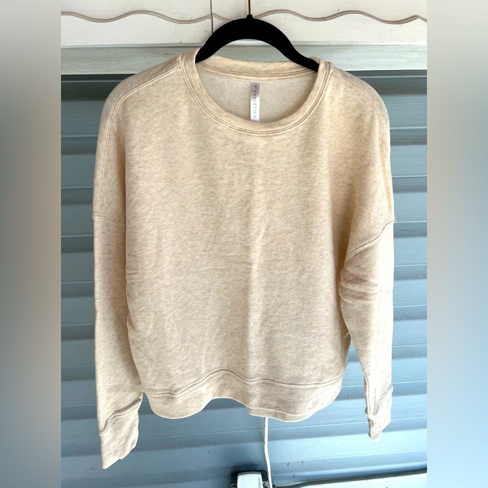 Fabletics Crew Neck Pullover Size XS in Cream/Tan